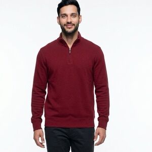 Lands End Men's Burgundy 1/4‎ Zip Pullover Sweater Size Large Casual